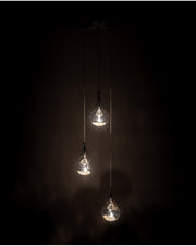 Suspensionslampe in Glas- und rosa Metallperlen Sts