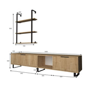 Fernsehschrank 2 Limelight mit Buchhandlung 3 Rovere Regale 180x35xh.40 cm