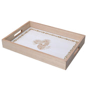 Rechteckige weiße Holzschale CM35X25H4.5