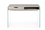 Design Desk in natürlichen Holzarmosen 1 Schublade und Glasbeine 110 x 55x 76H cm