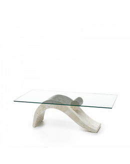 Transparent-Bege Tabelle 70 cm x 120 cm H. 40 cm