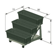 Kit von 3 Pflanzgefäßen auf drei Ebenen mit Green Bama Trolley