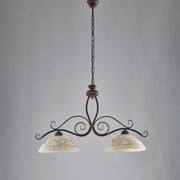 Kronleuchter arbeitete im schwarzen Eisenrost Gold und beendete zwei Lichter 81x H50 cm