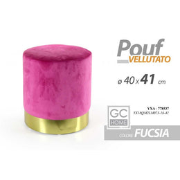 Pouf Design Fuchsia Velvet mit Goldband 40 x 41 h cm