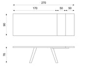Ausleitbare Tabelle mit Rost -Top und weißen Beinen 170/270x90x76h cm