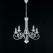 Hängebleuder in schäbigem weißem Eisen fünf Leuchten 57x H60 cm