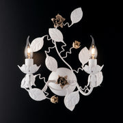 Shabby White Iron Applica Zwei Lichter Elfenbein Finish Tortora 36x H38 cm