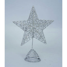 Sterntipp für Weihnachtsbaum Silber Glitter 18x H15 cm
