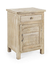 Bettbett 1 Tür und 1 Mayra natürliche Holzschublade