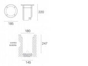 Gebaut -in -Lampe im Sterbchen -cast -Aluminiumboden, unglückliches Glas, IP65, 40W Schwarz