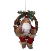 Santa Claus Stoff auf brauner brauner Girlande CM23.5x13,5H30