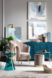 2 Pouf in Samt mit Polina Grey Container eingestellt