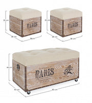 Set von 3 Poufs in MDF Beige Tavel Paris