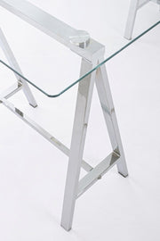 Moderner Chrom -Alchemie -Schreibtisch mit Glas Top 140x70x76H CM