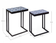 Set 2 Neapolis -Tische in Stahl mit MDF -Top mit 62,5H 56H -CM -Druck
