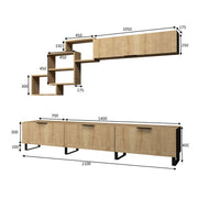 Ausgestattete Wand 3 Limelights mit Overhoes Oaks 210x35xh.40 cm