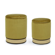Set 2 Pouf Milena Green Velvet Container