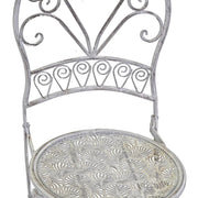 Runde graue Ragusa -Metalltisch mit 2 Klappstühlen CM Ø70H76