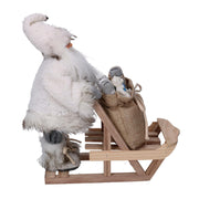 Santa Claus Stoff mit grauem Schlitten CM33X12H30