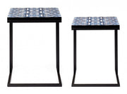 Set 2 Neapolis -Tische in Stahl mit MDF -Top mit 62,5H 56H -CM -Druck