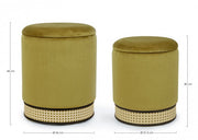 Set 2 Pouf Milena Green Velvet Container