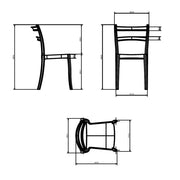 Samara -Stuhl in Tortora Polypropylen mit 2 horizontalen Bändern Rückenlehne