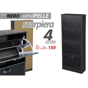 Moderne schwarze Scarp 4 Ribalte Ecopelle 63 x 24 x 150 h Slim cm