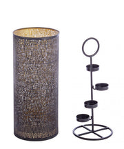 P.Tealight 4p Icelyn Black-Gold