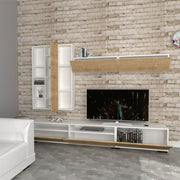 Ausgestattete Wandbasis 3 Reps hängen 2 Türen weiße Eiche 270x35xh.45 cm