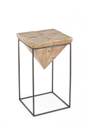 Stahlhocker in Tannenholz Sitz Prisma 31x31xh.55 cm