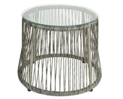 Salento -Tisch in Wicker mehr graues Outdoor -Glas