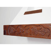 Epoque weiße rustikale Küchenhaube mit Holzrahmen Inlay Tabakfarbe 90 cm