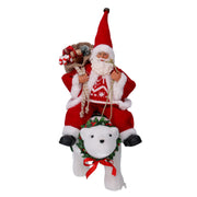 Santa Claus Stoff auf rotem Bären CM30x10H36