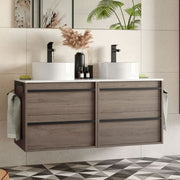 HAUBE BAD -KABERET NUAR120 Eiche Ewigkeit Doppelwaschbecken 4 Schubladen 120x45x54h