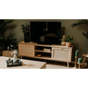 Bali 56A 2 TV -Halterschrank vor Wicker Effect