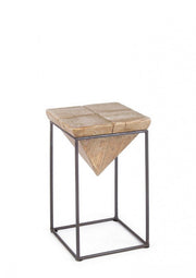 Stahlhocker in Tannenholz Sitz Prismy 25,5x25,5x H46 cm