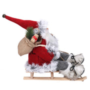 Santa Claus Stoff auf rotgrauem Schlitten CM33X12H30