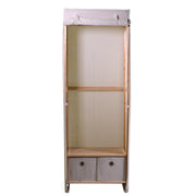 Holzgarderobe und Stoff 2 Schubladen natürliches rechteckiges Holz 58x36x268h cm