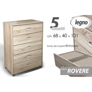 Desclio -Schachbrett 5 Eichenschubladen 68 x 40 x 101 h cm cm