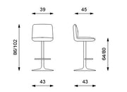 2x beige Mikrofaserhocker mit Metallstruktur 39x45x86/102H CM