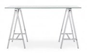 Moderner Chrom -Alchemie -Schreibtisch mit Glas Top 140x70x76H CM
