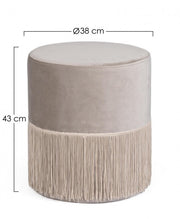 Pouf Leilani hellgrauer Samteffekt D38 cm
