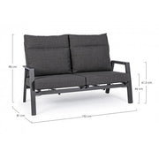 2 -seerer -Sofa mit Liegerkissen mit Anthrazit -Kledi -Kissen