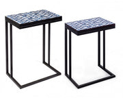 Set 2 Neapolis -Tische in Stahl mit MDF -Top mit 62,5H 56H -CM -Druck