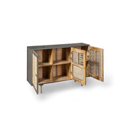 Mody moderne dunkelgraue Rattan Gold 160 x 38 x H 75 cm