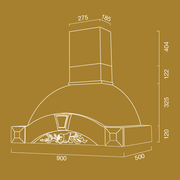 Cappa rustikaler Bianca Gaia Max mit Holzrahmen -Inlay -Tabakfarbe 90 cm