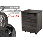 Graue Bürokiste von Schubladen mit Schlüsselschubladen und Rädern 42 x 40 x 55 h cm cm