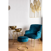 Pouf in Blue Samt Clarissa -Durchmesser 35x H40 cm