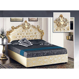 Doppelbett mit Barockkopfbrettbehälter in Damask Fabric 172x202xh.165 cm