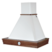 Flocken weiß rustikale Küchenhaube mit Holzweinrahmen Tabak mit 120 cm Uhr